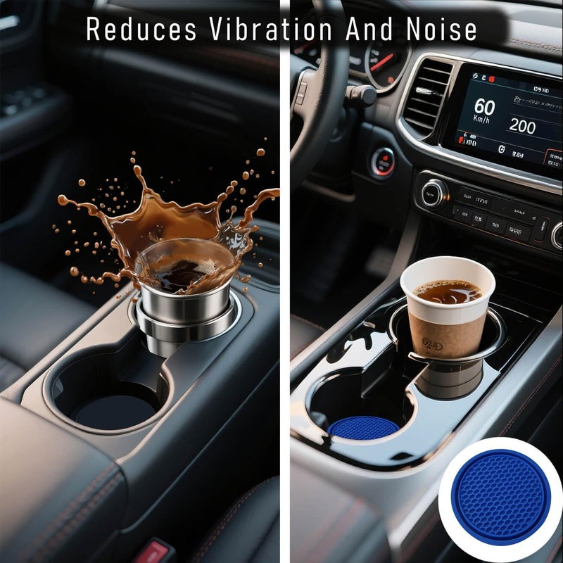 KULOLO Car Cup Holder Coaster 4 Pack - Non Slip & Shockproof,Flexible PVC Rubber Insert for Car/Truck/SUV/Van (2.75"x0.2") Universal Fit Auto Cup Holders Accessories for Women and Man (Blue) - Image 5